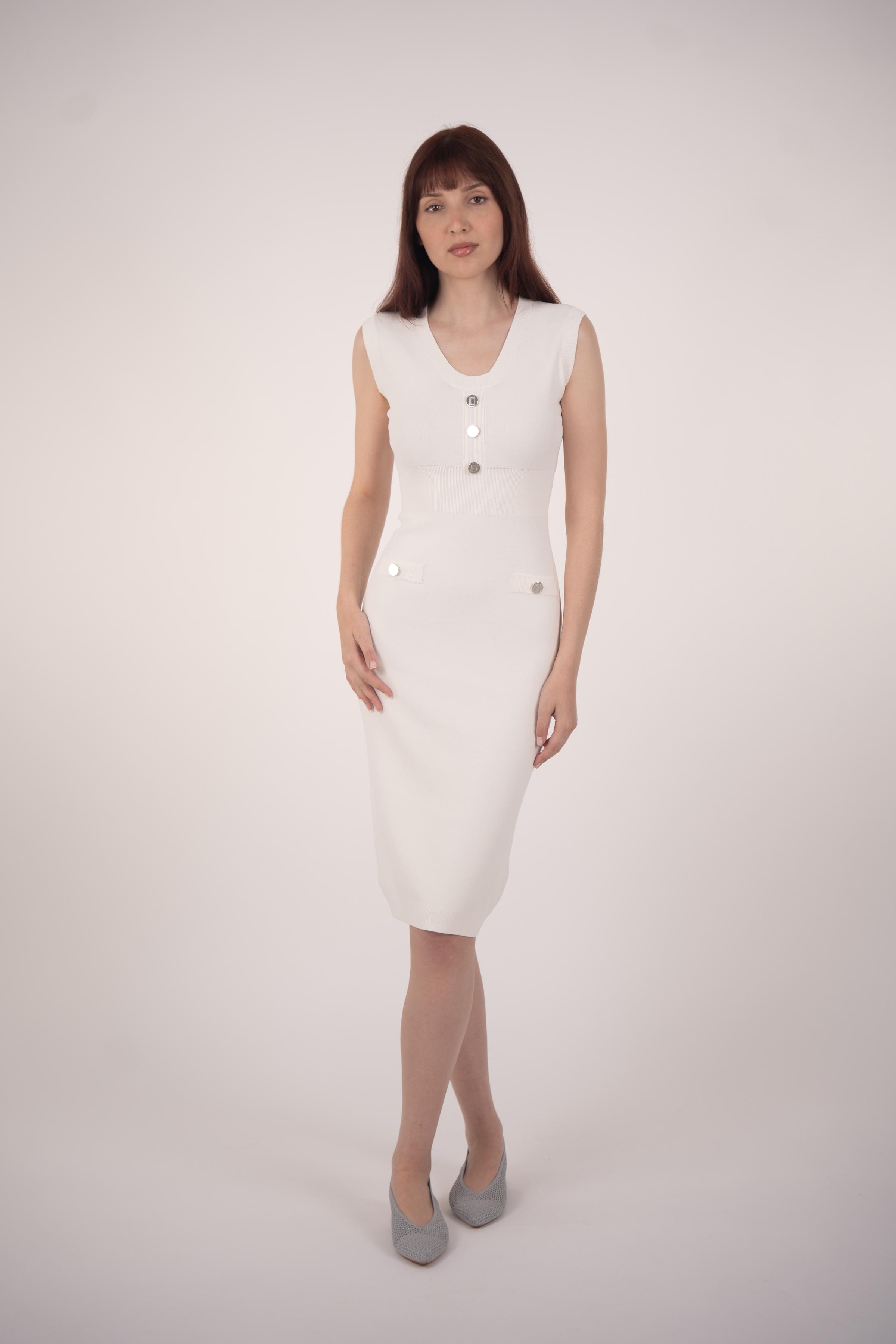 Midi Knit Dress with Silver Buttons